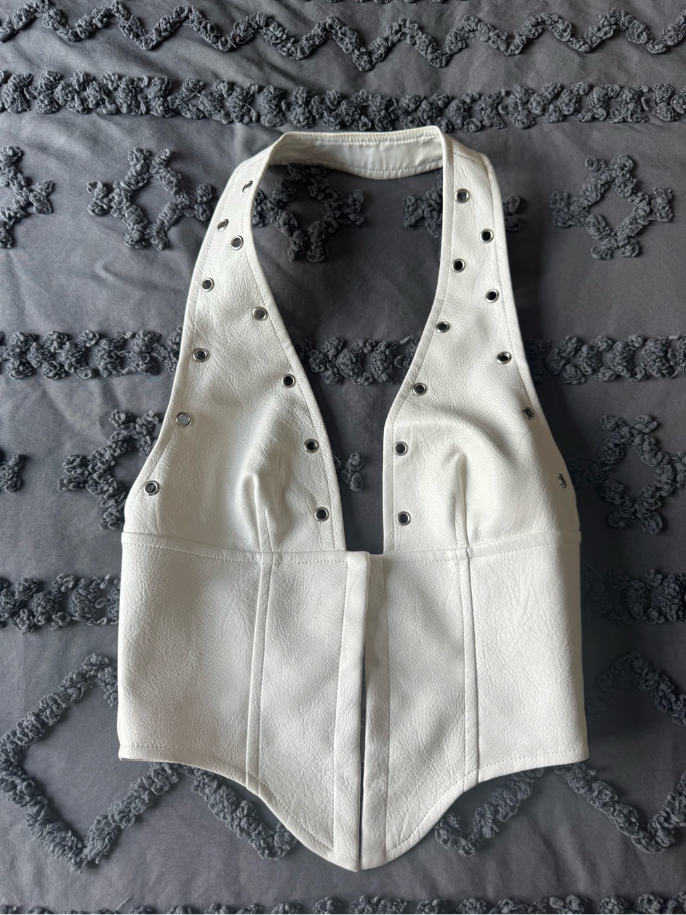 Princess Polly White Faux Leather Halter Vest